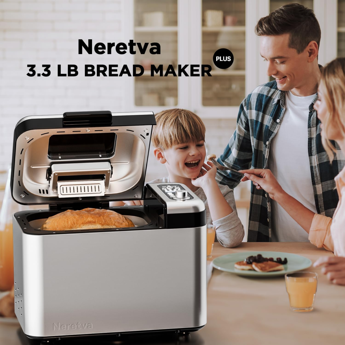 Bread Maker, 3.3LB Larger Bread Machine 15-In-1 Stainless Steel & Nonstick Ceramic Pan & Auto Nut Dispenser Bread Maker Machine Full Touch Panel with Gluten Free White Wheat Rye French Pizza - Image 7