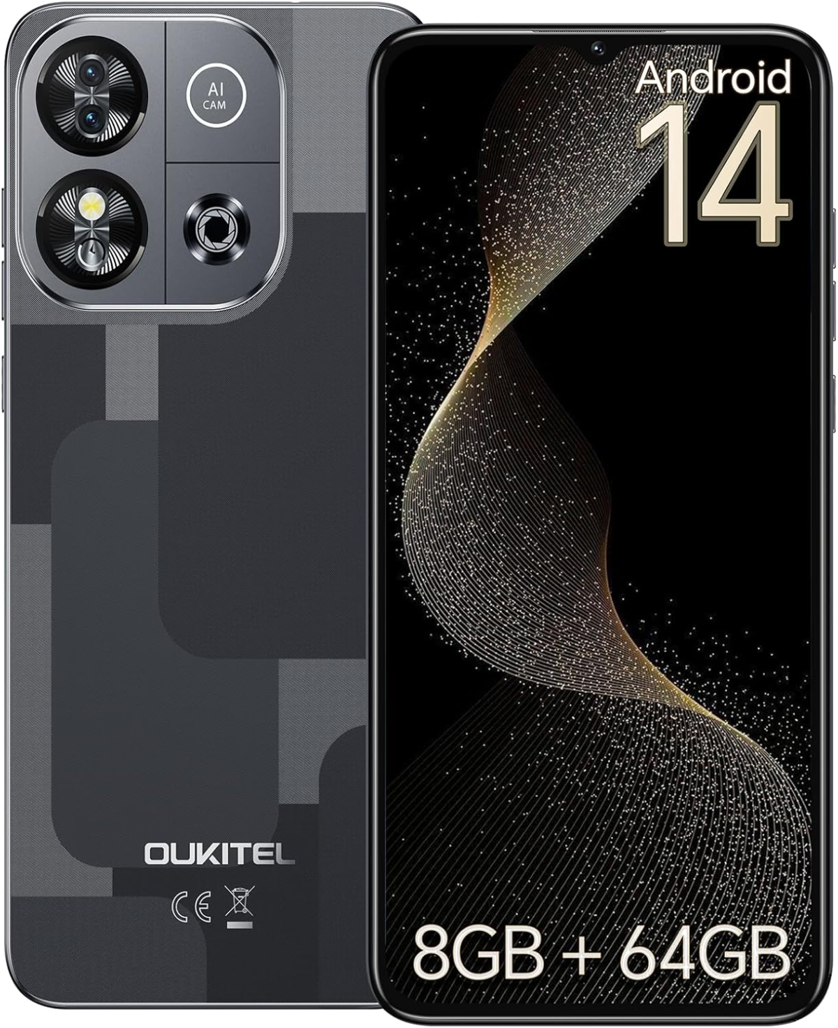 C57S Cell Phone Android 14 Smartphones - 8GB RAM 64/128GB ROM Mobile Phones, 6.52 Inch HD+, 4300 Mah Smartphone for Teenagers, Octa-Core, 13 MP + 5 MP Cell Phones Dual SIM 4G T-Mobile Phone - Image 1
