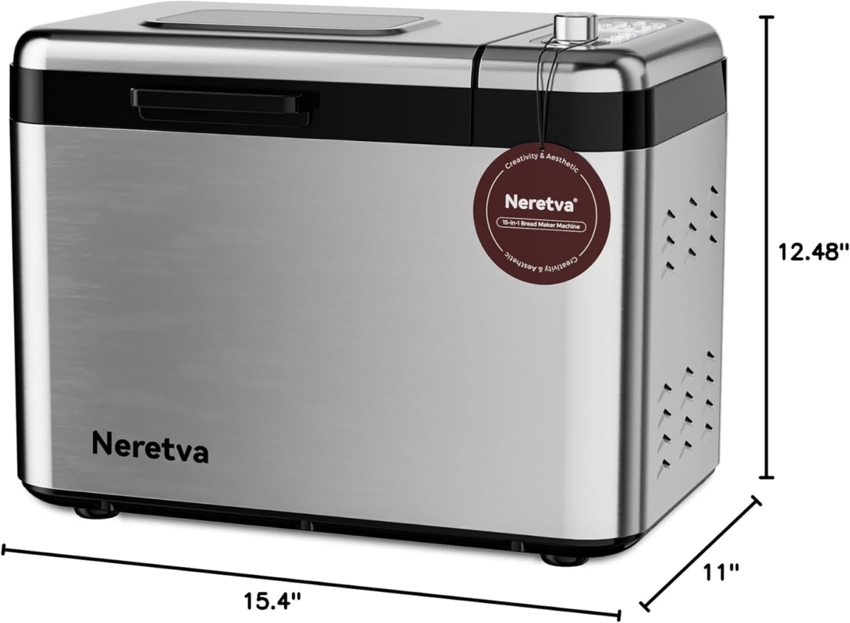 Bread Maker, 3.3LB Larger Bread Machine 15-In-1 Stainless Steel & Nonstick Ceramic Pan & Auto Nut Dispenser Bread Maker Machine Full Touch Panel with Gluten Free White Wheat Rye French Pizza - Image 9