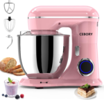 3-IN-1 Electric Stand Mixer, 6QT Bowl 10-Speed Kitchen Mixer, Household Food Mixers Include Dough Hook, Beater and Whisk, Bread Cake Mixer for Baking and Most Home Cooks, Pink